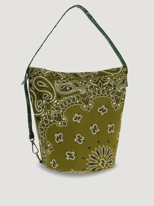 Green bandana bucket bag with adjustable strap by brand Call it by your name