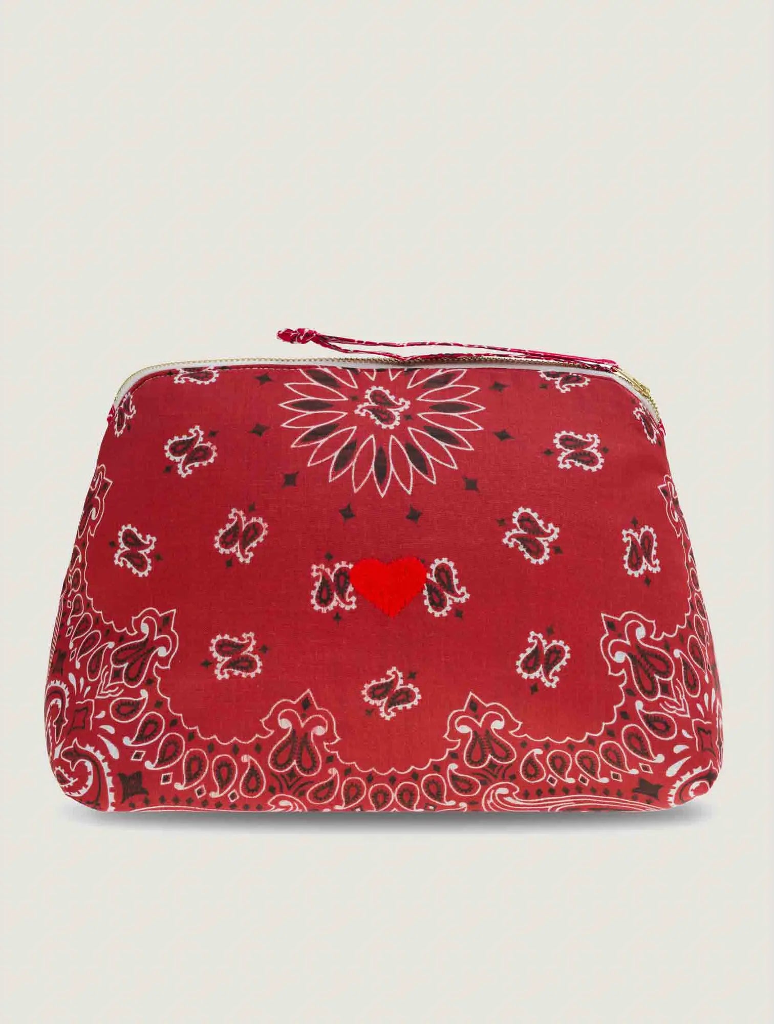Red bandana large cosmetic pouch for makeup