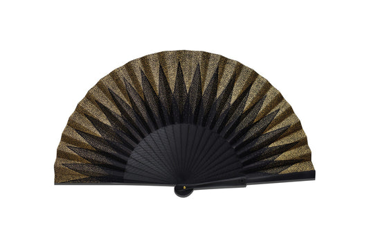 Duvelleroy Black and Gold Point de Hongrie Hand Fan
