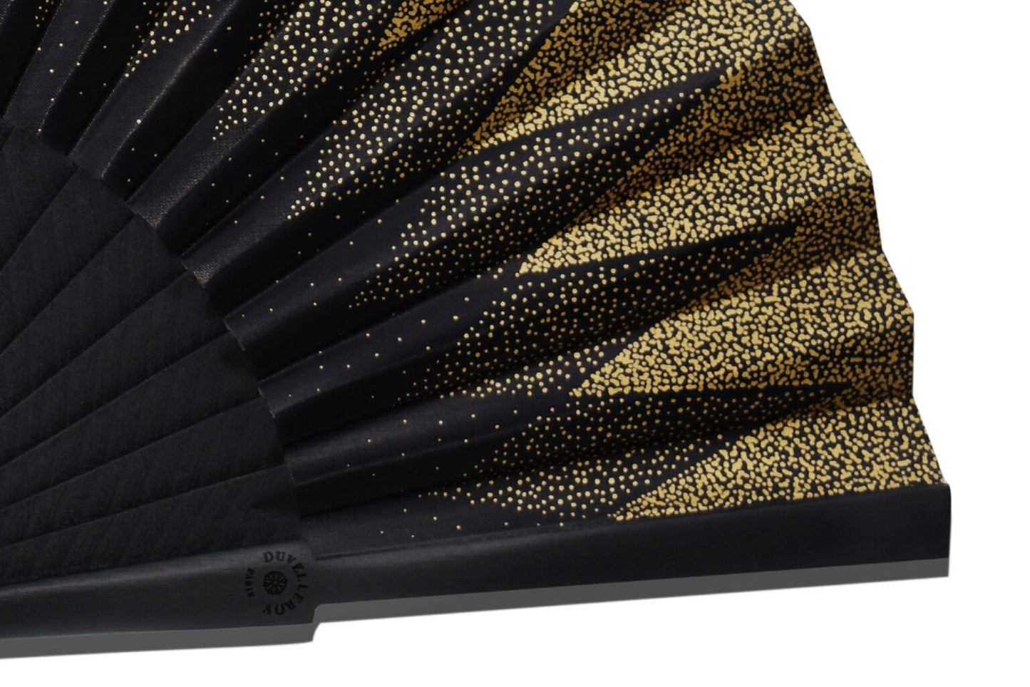 Duvelleroy Black and Gold Point de Hongrie Hand Fan