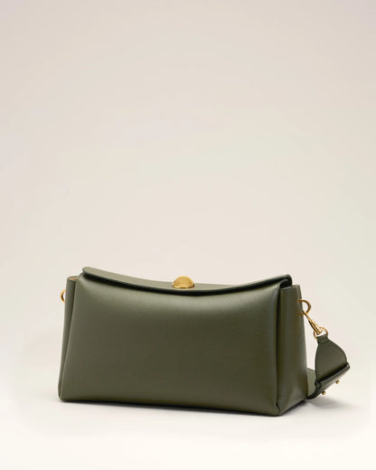 Ami Dark Khaki Leather Carrousel Medium Bag