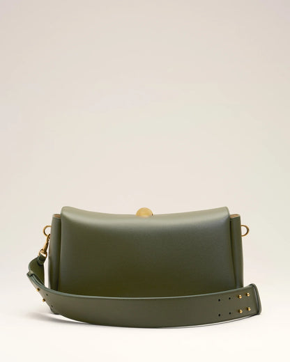 Ami Dark Khaki Leather Carrousel Medium Bag