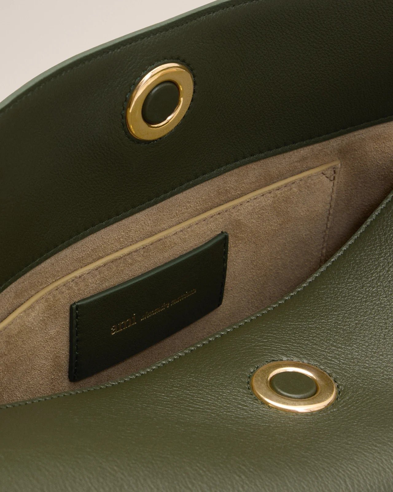 Ami Dark Khaki Leather Carrousel Medium Bag