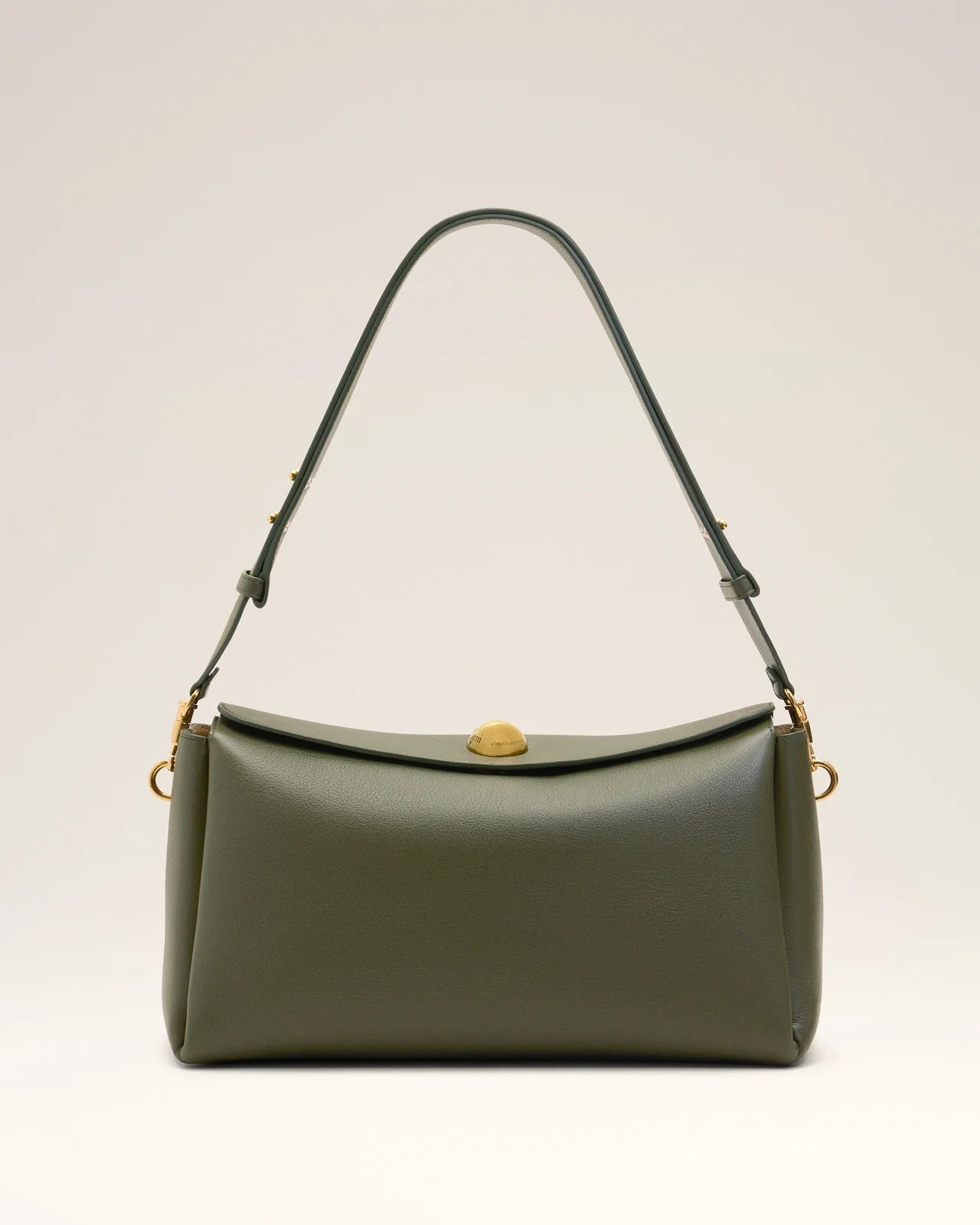 Ami Dark Khaki Leather Carrousel Medium Bag