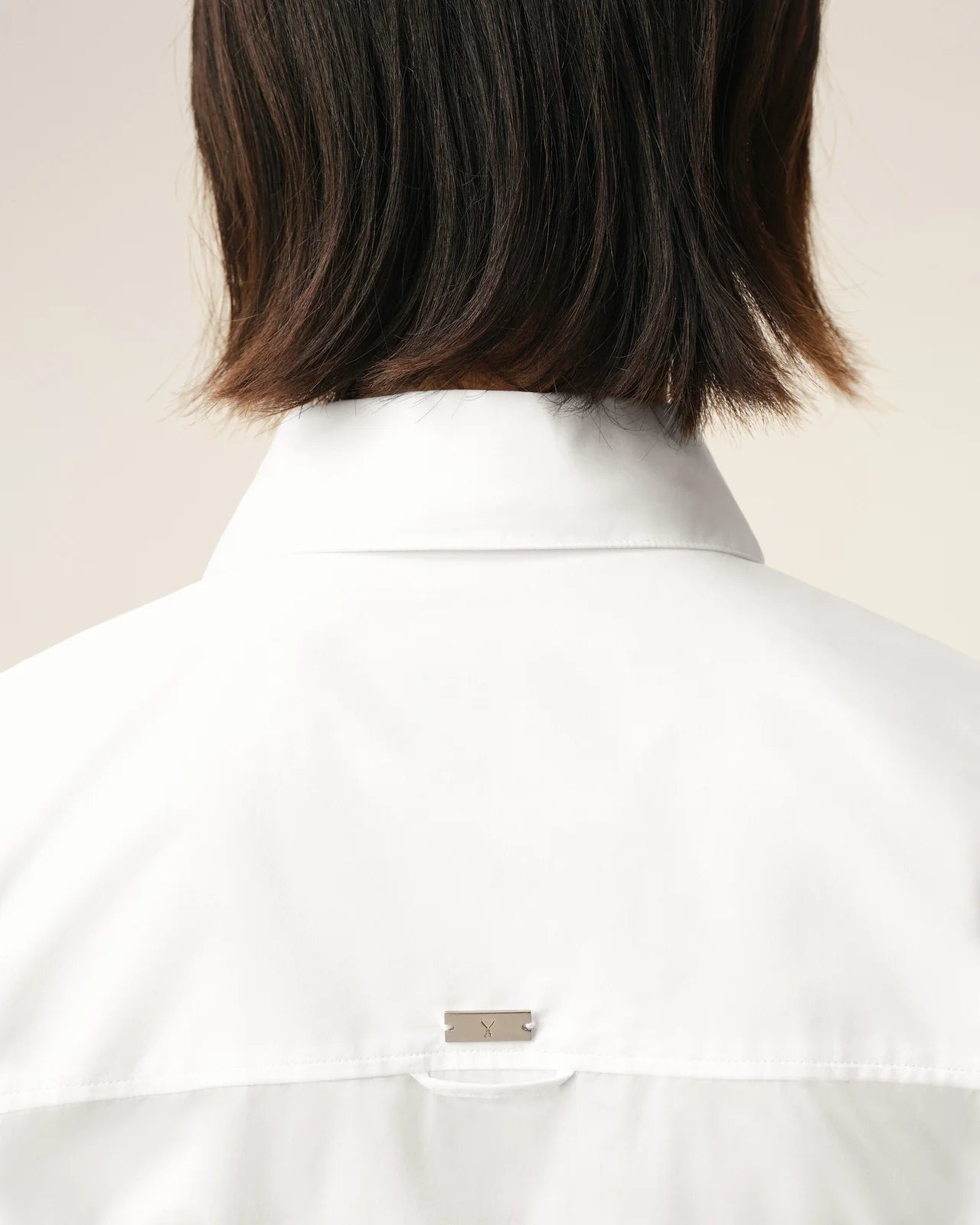 Ami White Cotton Sharp Collar Fitted Shirt
