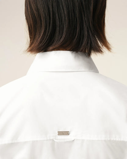 Ami White Cotton Sharp Collar Fitted Shirt