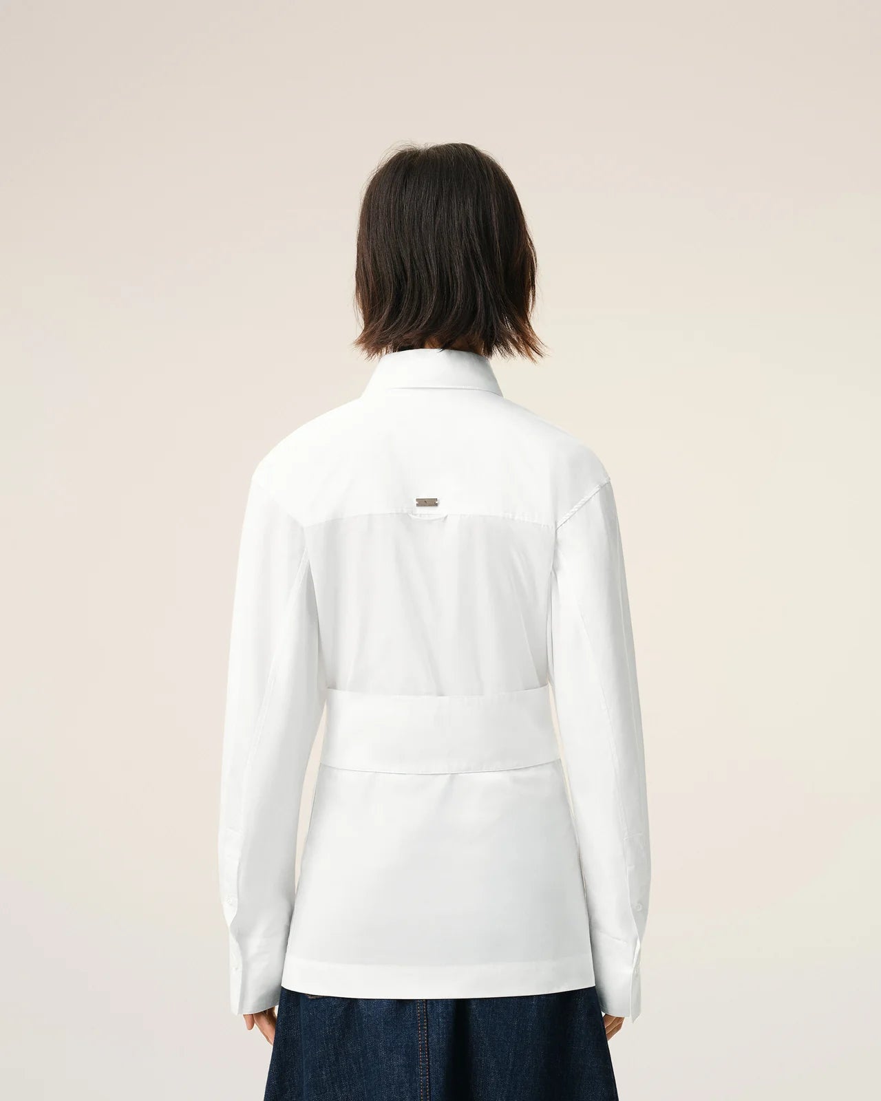 Ami White Cotton Sharp Collar Fitted Shirt