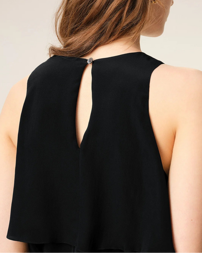 Ami Silk Long Dress with Ruffles