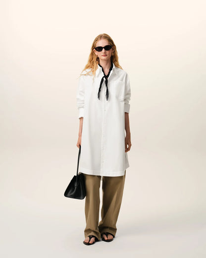 Ami White Cotton Ami de Coeur Wide Shirt Dress