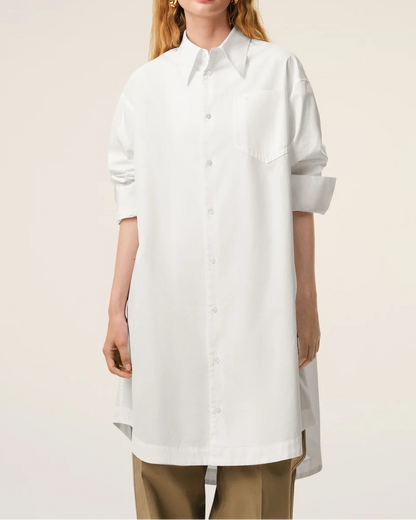 Ami White Cotton Ami de Coeur Wide Shirt Dress