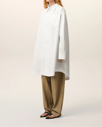 Ami White Cotton Ami de Coeur Wide Shirt Dress