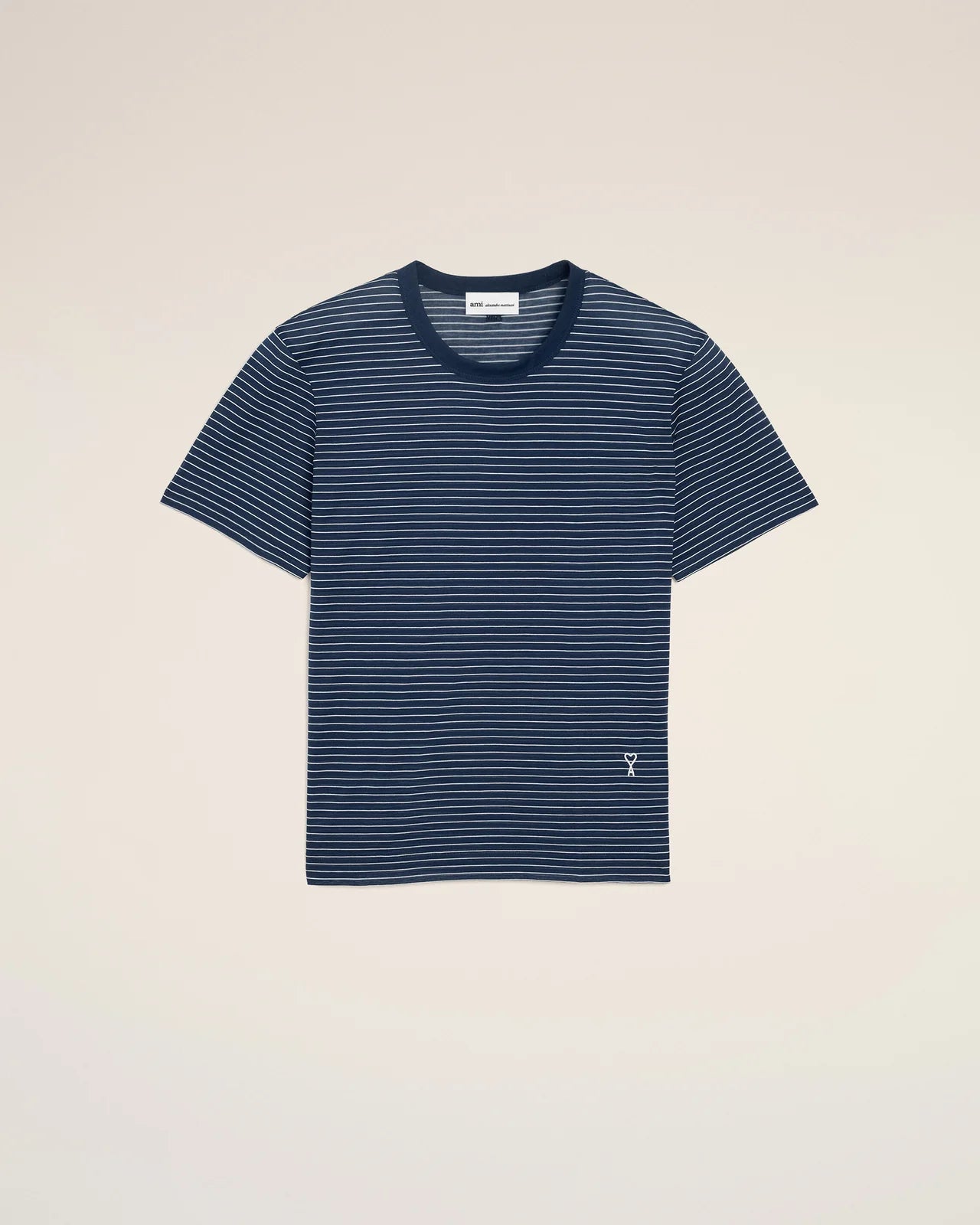 Ami Blue Striped Cotton Ami de Coeur T-Shirt