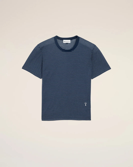Ami Blue Striped Cotton Ami de Coeur T-Shirt