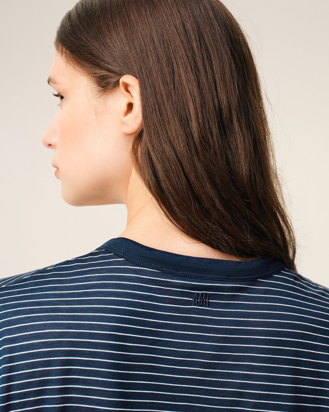 Ami Blue Striped Cotton Ami de Coeur T-Shirt