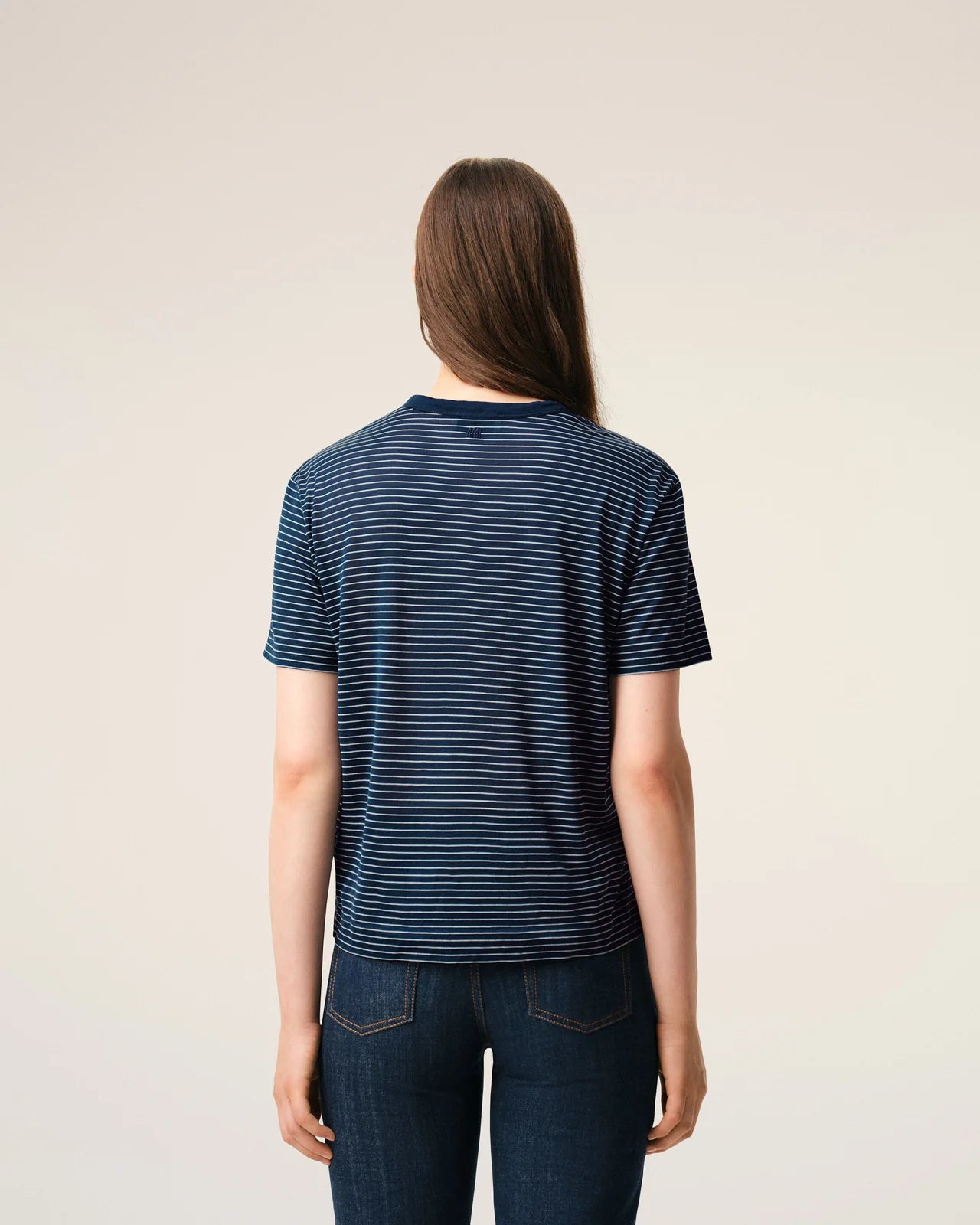 Ami Blue Striped Cotton Ami de Coeur T-Shirt