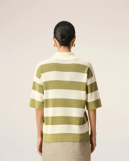 Ami Cotton Short Sleeves Ami de Coeur Striped Polo