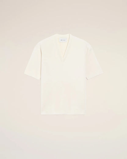 Ami White Short Sleeves V Neck Sweater Top