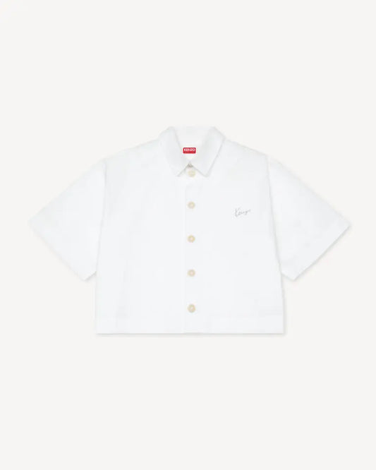 Kenzo Signature Short Sleeve Shirt in Cotton Poplin