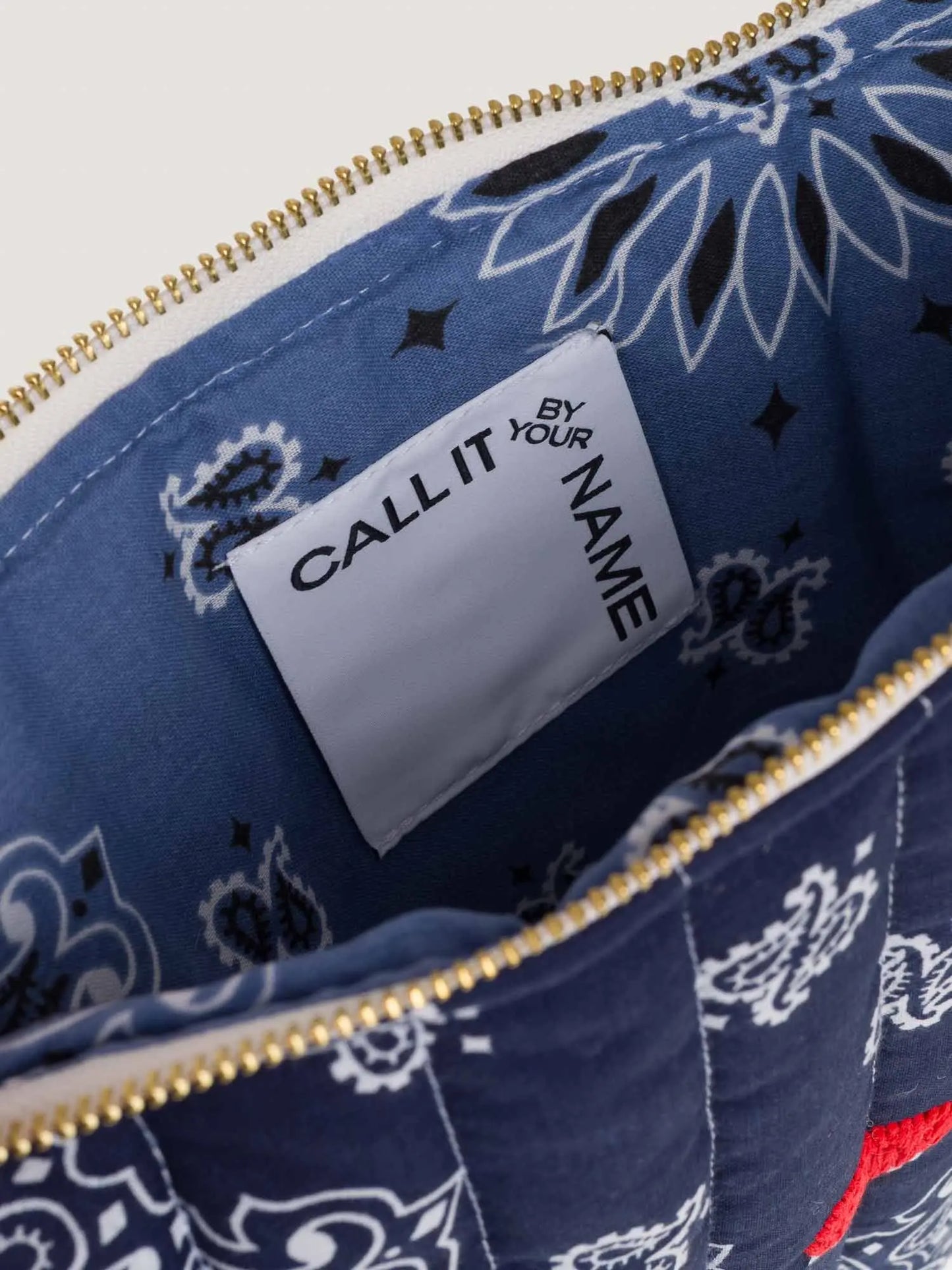 Call It By Your Name Zipped Quilted Pouch - Heart