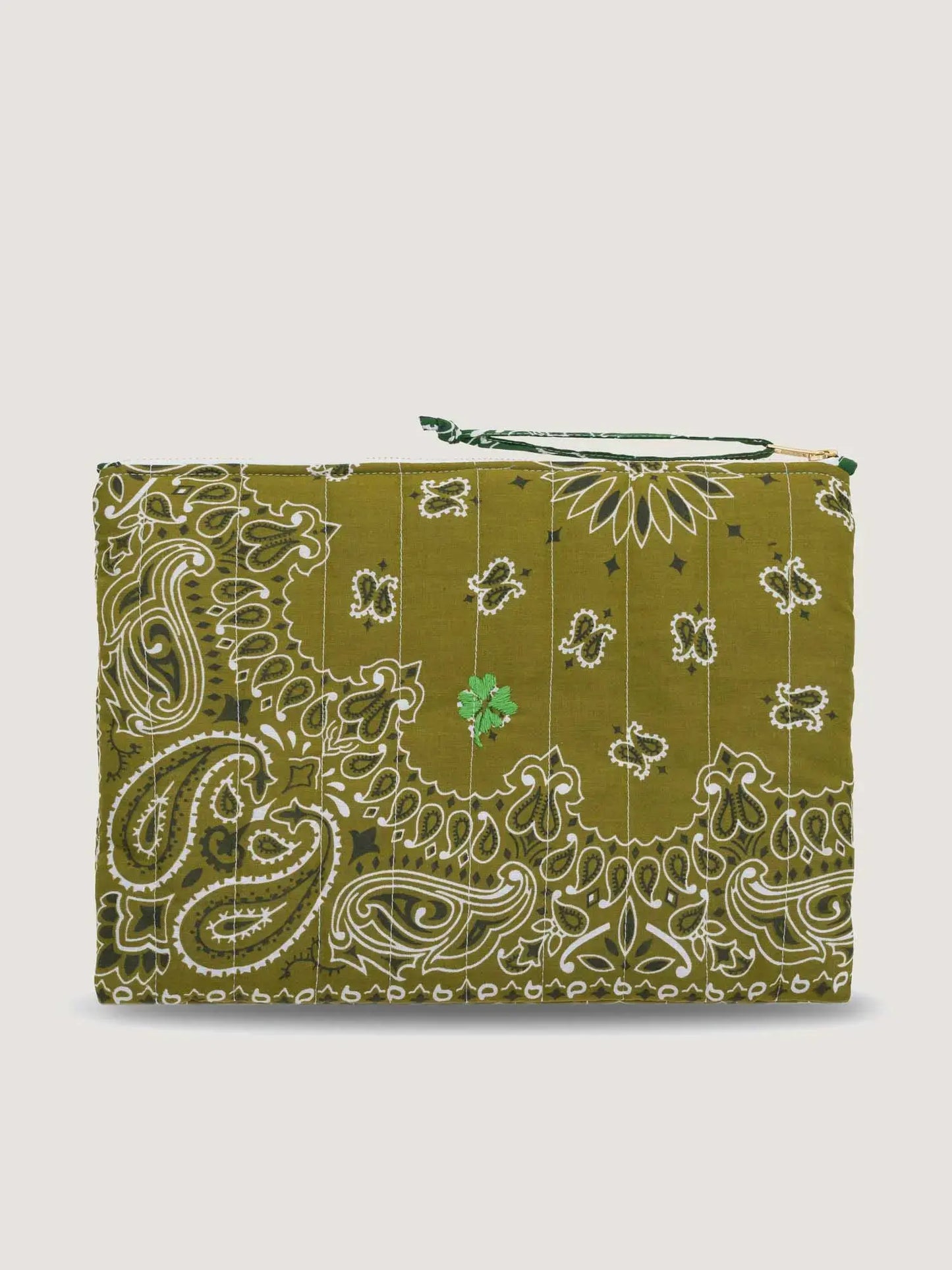 Call It By Your Name Zipped Quilted Pouch - Clover