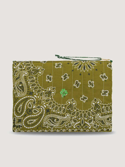 Call It By Your Name Zipped Quilted Pouch - Clover