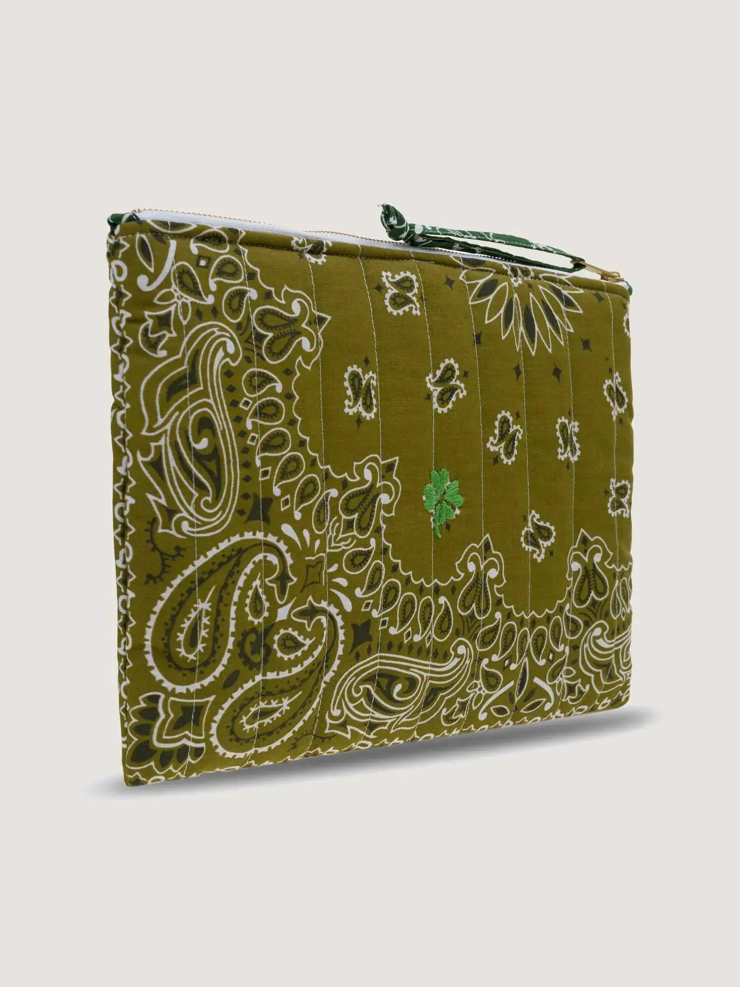 Call It By Your Name Zipped Quilted Pouch - Clover