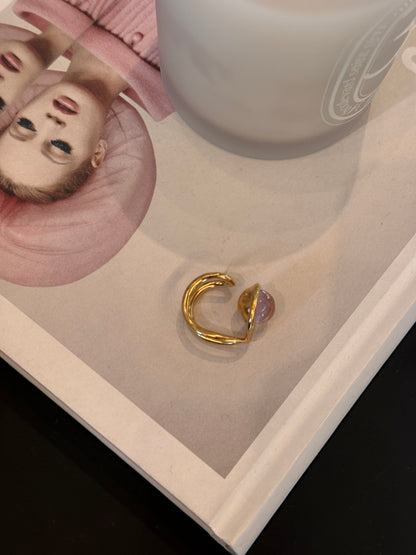 LAH Paris ' Eclipse Signet Ring '-Lavender-18 Carat Gold Vermeil