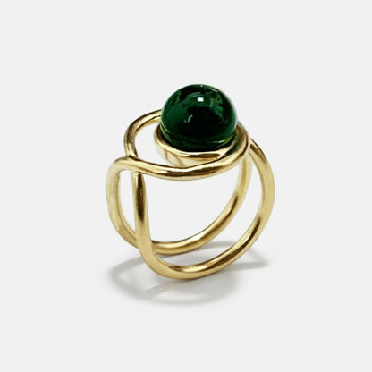 LAH Paris ' Eclipse Signet Ring '-Emerald-18 Carat Gold Vermeil