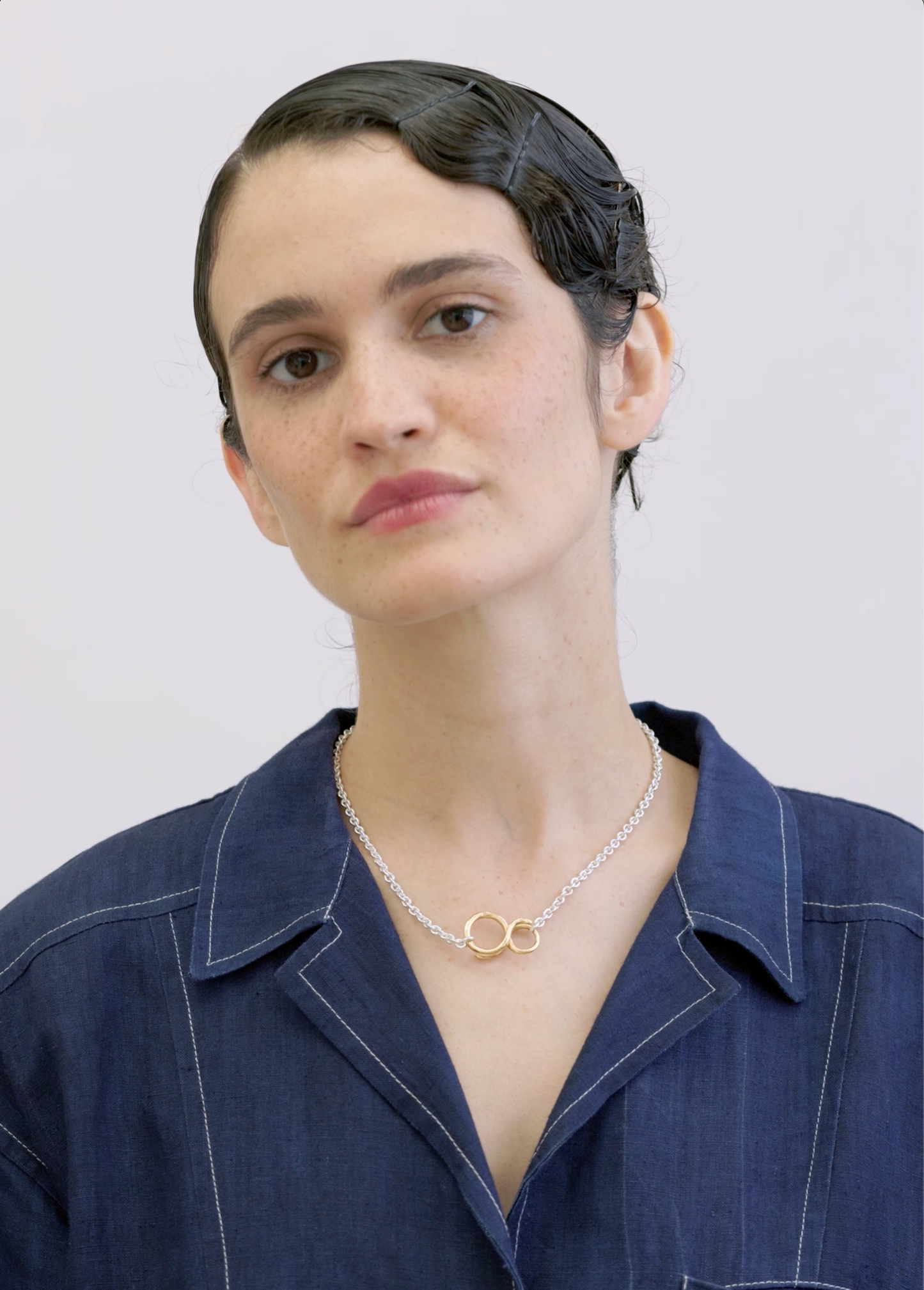 LAH Le Fil Necklace in Passivated Silver and 18K Gold Vermeil