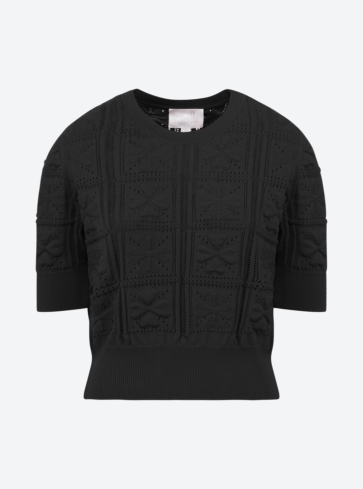 Molli Elixir Knit Top with Embossed Clover Motif