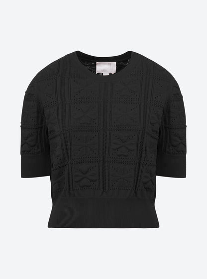 Molli Elixir Knit Top with Embossed Clover Motif