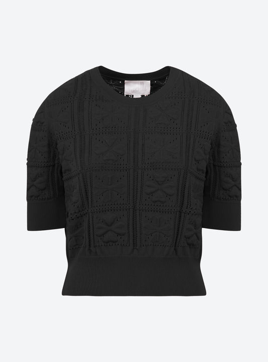 Molli Elixir Knit Top with Embossed Clover Motif