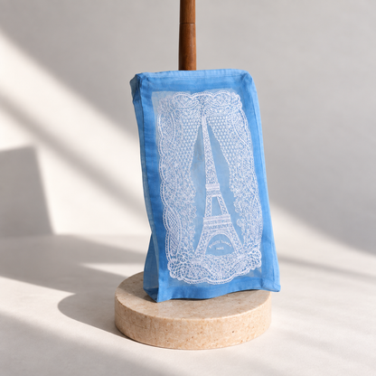 Brigitte Tanaka blue organza Eiffel Tower pouch, second view