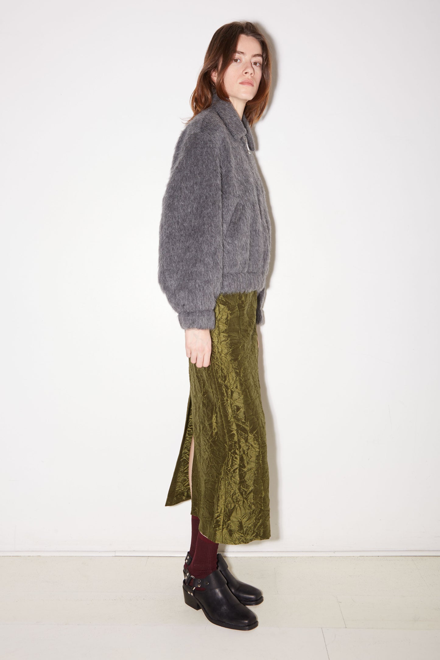 Roseanna Martha Crinkled Satin Midi Skirt