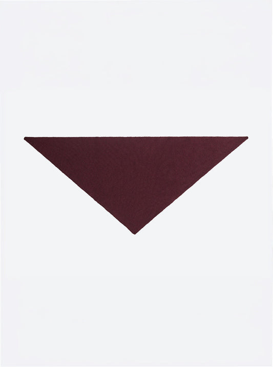 Flat-lay view of the Molli Frais fine-knit triangle scarf in amaranth