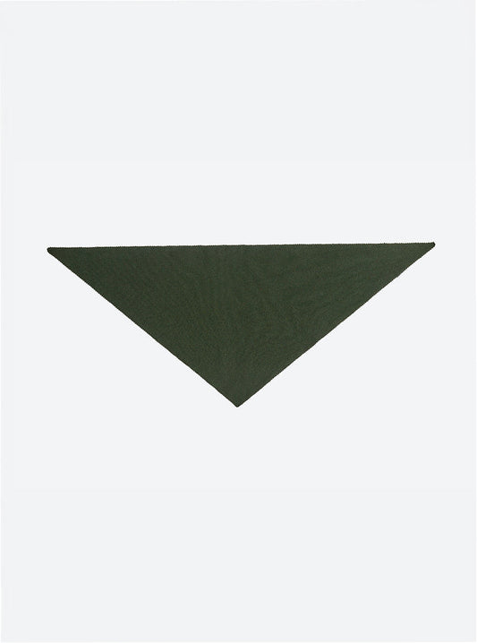 Flat-lay view of the Molli Frais fine-knit triangle scarf in khaki