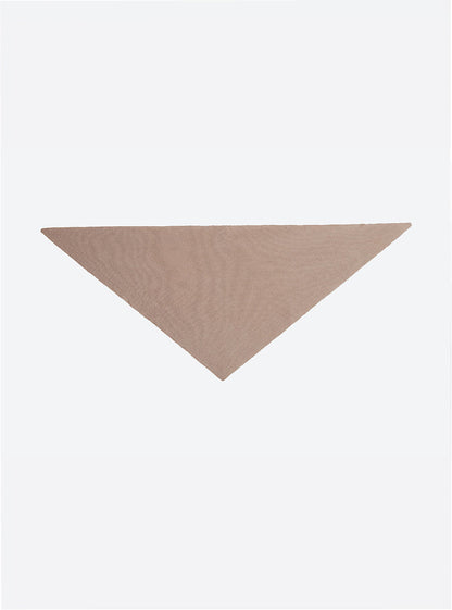 Flat-lay view of the Molli Frais fine-knit triangle scarf in muesli