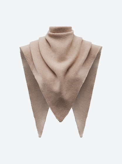 Molli Frais muesli garter-stitch triangle scarf in merino wool and cashmere, second view