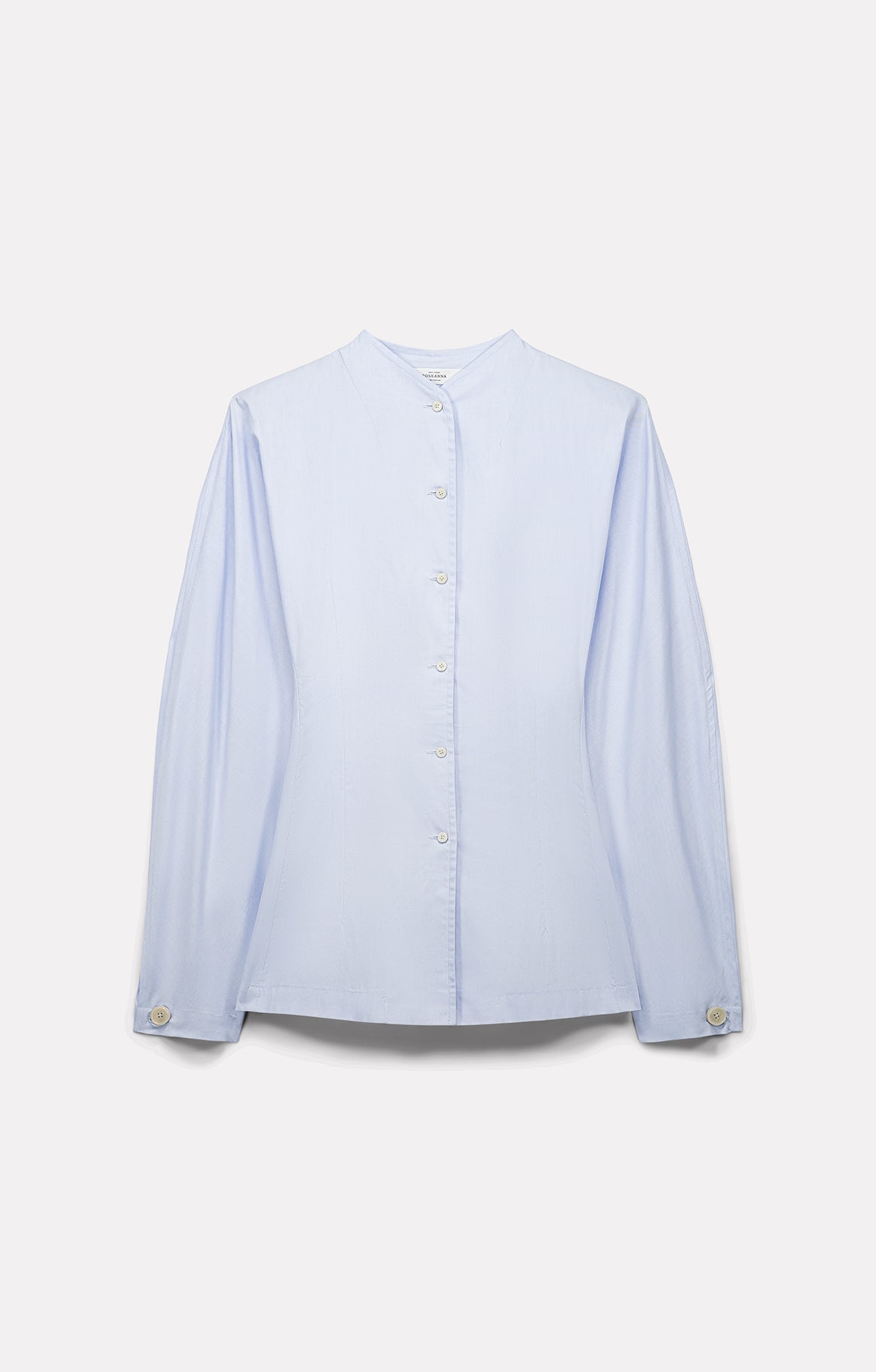 Flat-lay view of the Roseanna Charlene blue poplin shirt